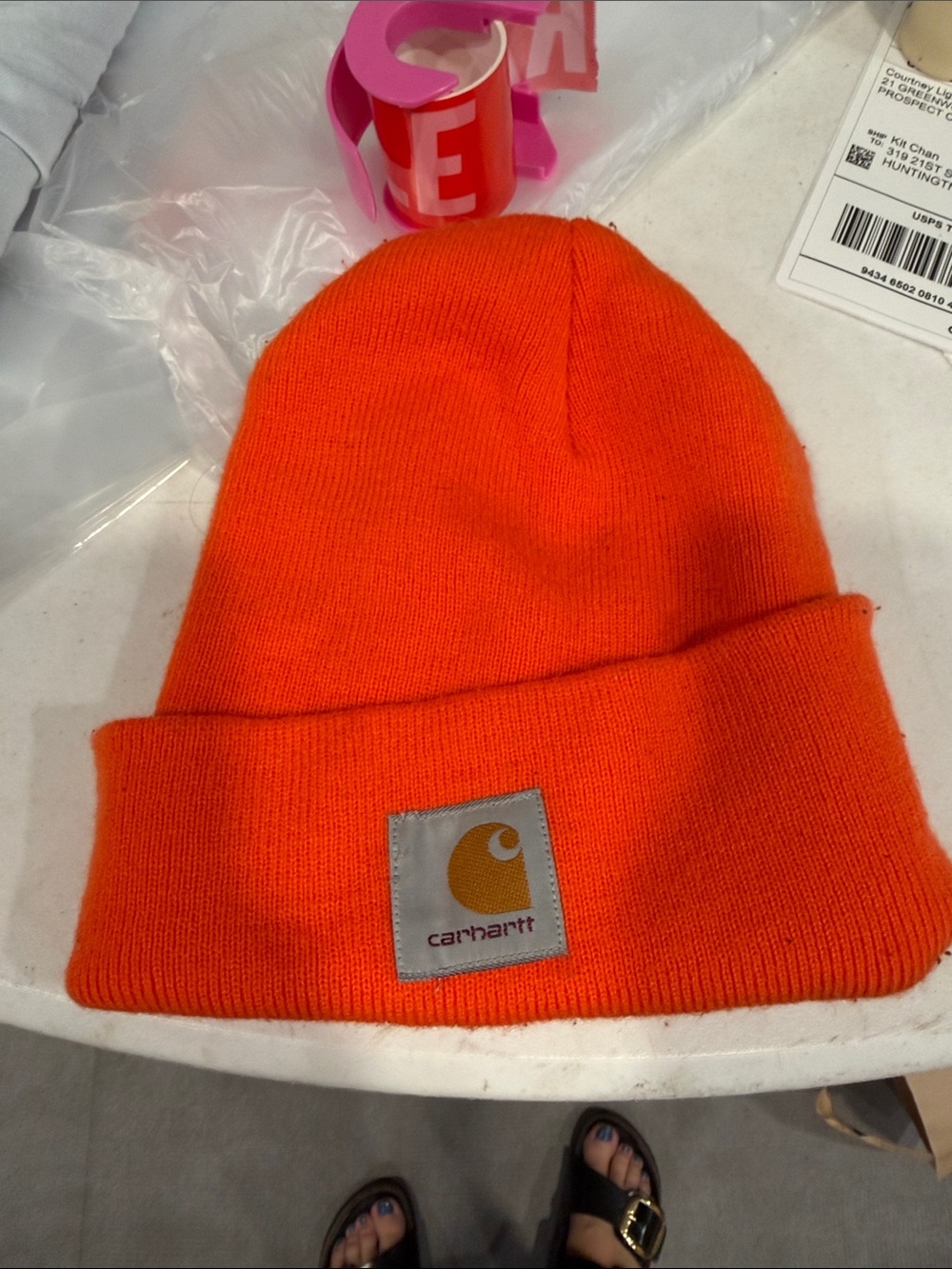 Carhartt Kids High-Visibility Orange Knit Cuffed Beanie
